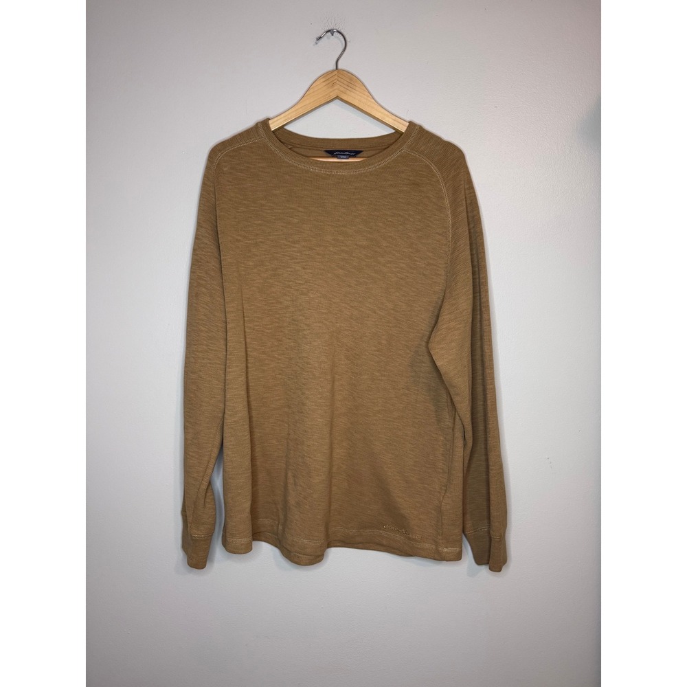 Eddie Bauer Tan Waffle Knit Thermal Long Sleeve Shirt XL